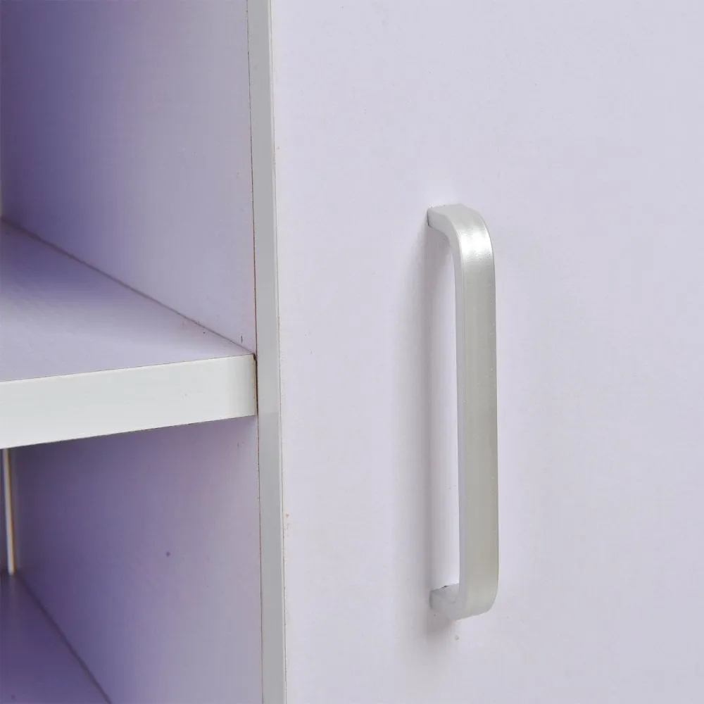 Mobile Storage Cabinet Sideboard Cupboard with Drawers 4 Shelves Lockable Wheels White