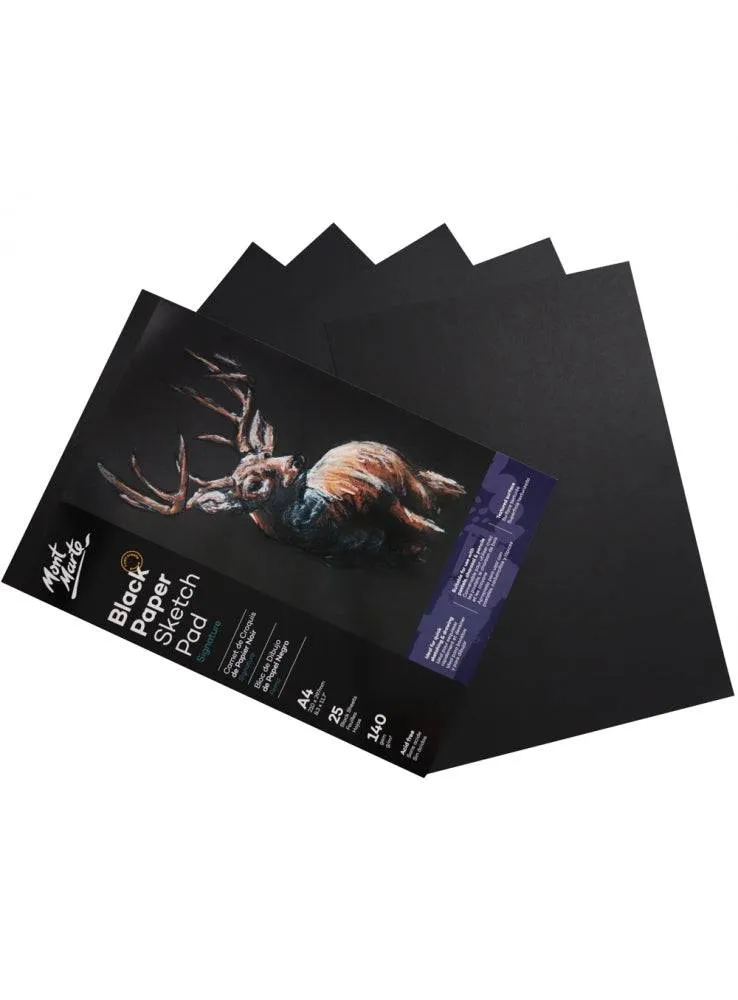 Mont Marte Signature Black Paper Sketch Pad 140gsm A4