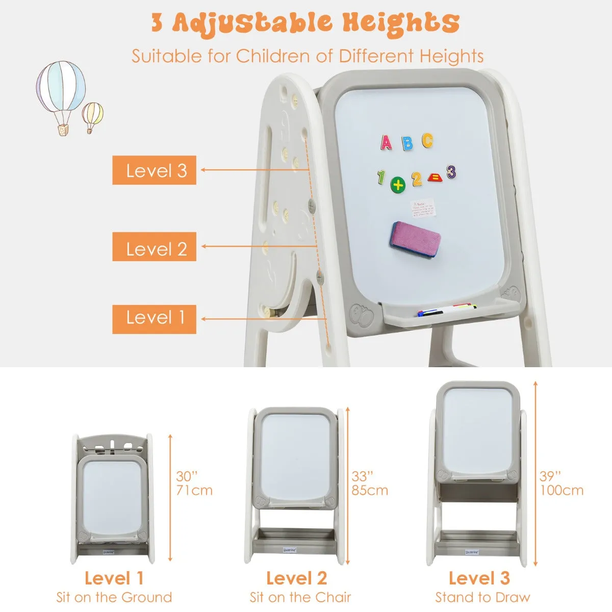 NNECW Erasable Magnetic Whiteboard with Adjustable Height