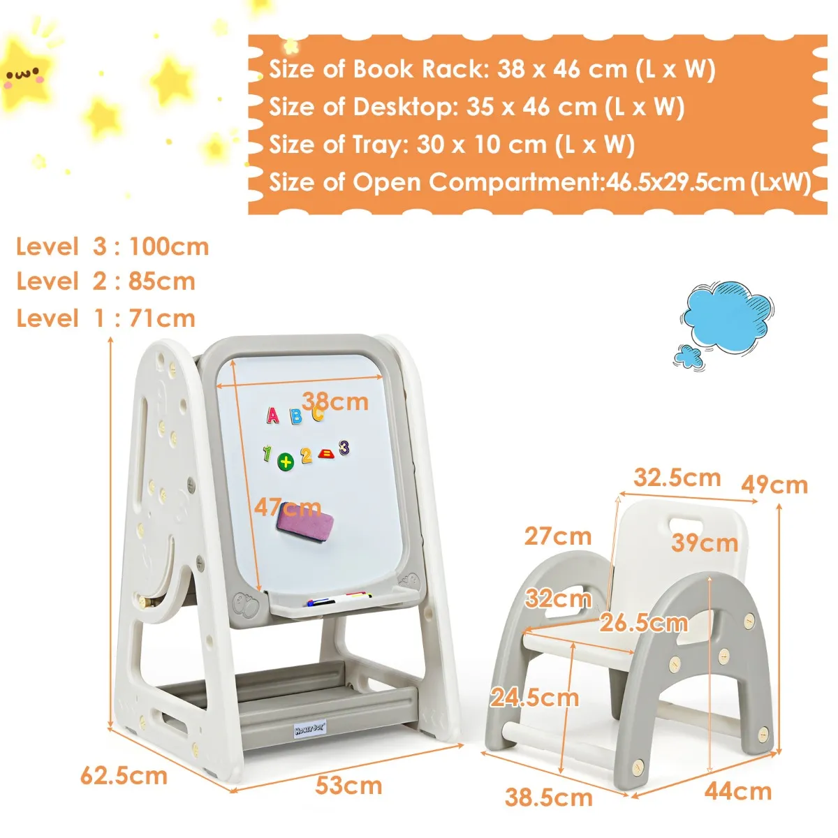NNECW Erasable Magnetic Whiteboard with Adjustable Height