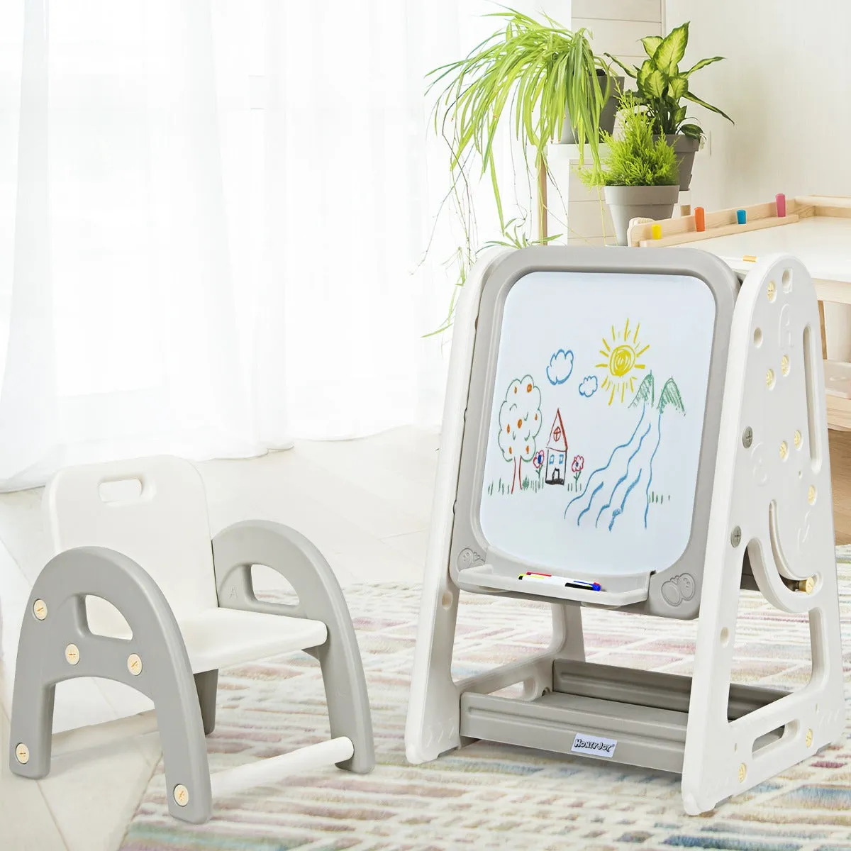 NNECW Erasable Magnetic Whiteboard with Adjustable Height
