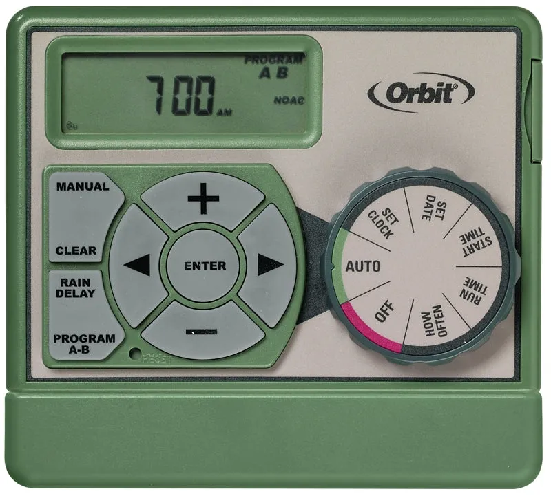 Orbit 57594 Indoor Easy Dial Timer, 120 V, 4 -Zone, 99 min Cycle, LCD Display, Green :EA: QUANTITY: 1