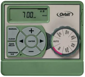 Orbit 57594 Indoor Easy Dial Timer, 120 V, 4 -Zone, 99 min Cycle, LCD Display, Green :EA: QUANTITY: 1