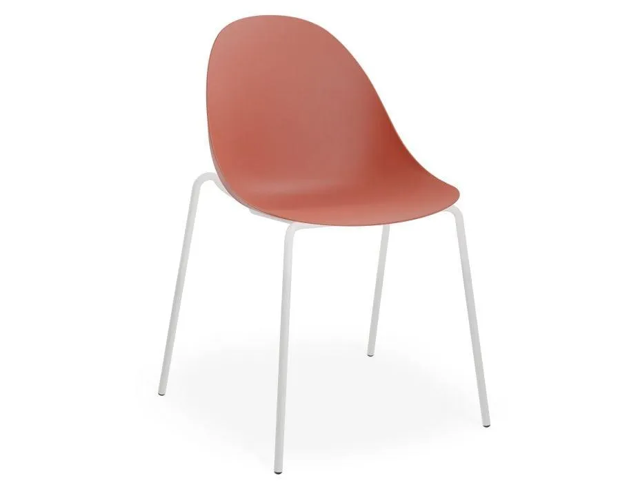 Pebble Chair Coral with Shell Seat - Pyramid Fixed Base - Black