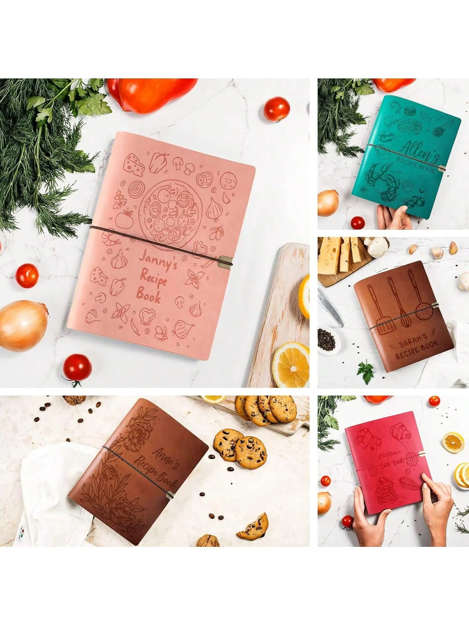 Personalized Blank Recipe Book Binder, Custom Leather Family Cookbook Journal, Recipe Sketchbook To Write In, Laser Engraved, Handcrafted Gift For Valentines, Christmas, Birthday, Husband, Mom, Dad