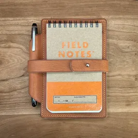 Personalized Horween Leather Flip Notebook Memo Pad Cover with Pen Holder | Made to Order