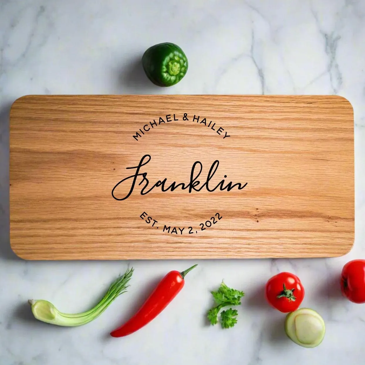 Personalized Red Oak Charcuterie Board