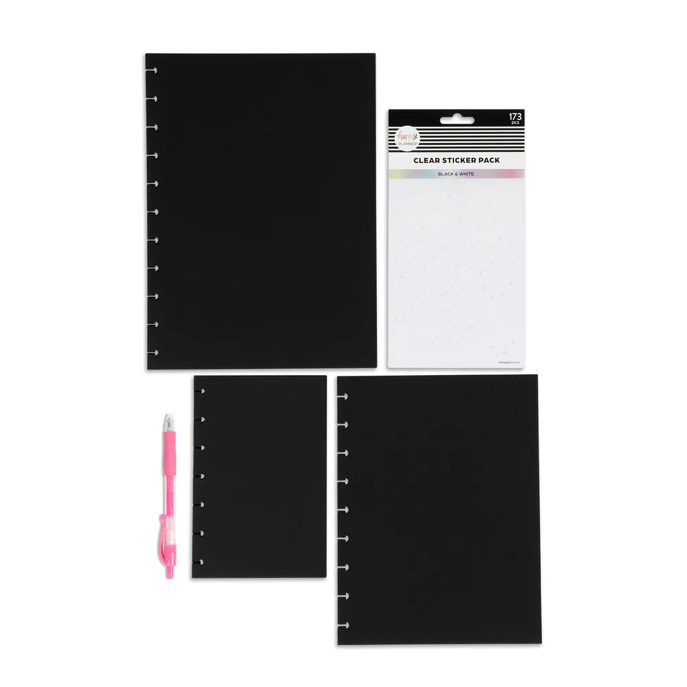 Plan Your Best Life - Black Filler Paper   Clear Stickers Bundle