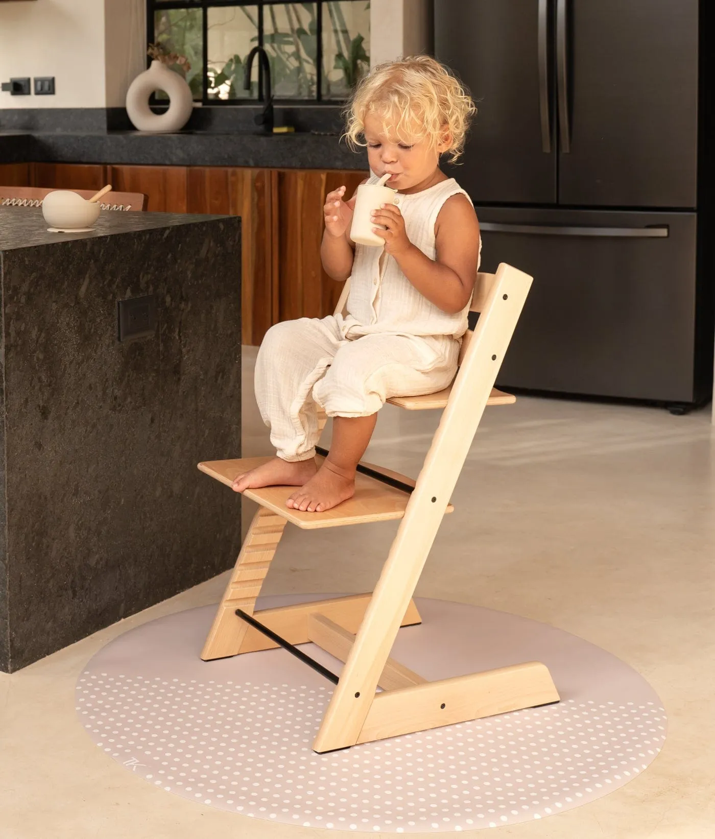 Premium High Chair Splat Mats | Spotted - Clay
