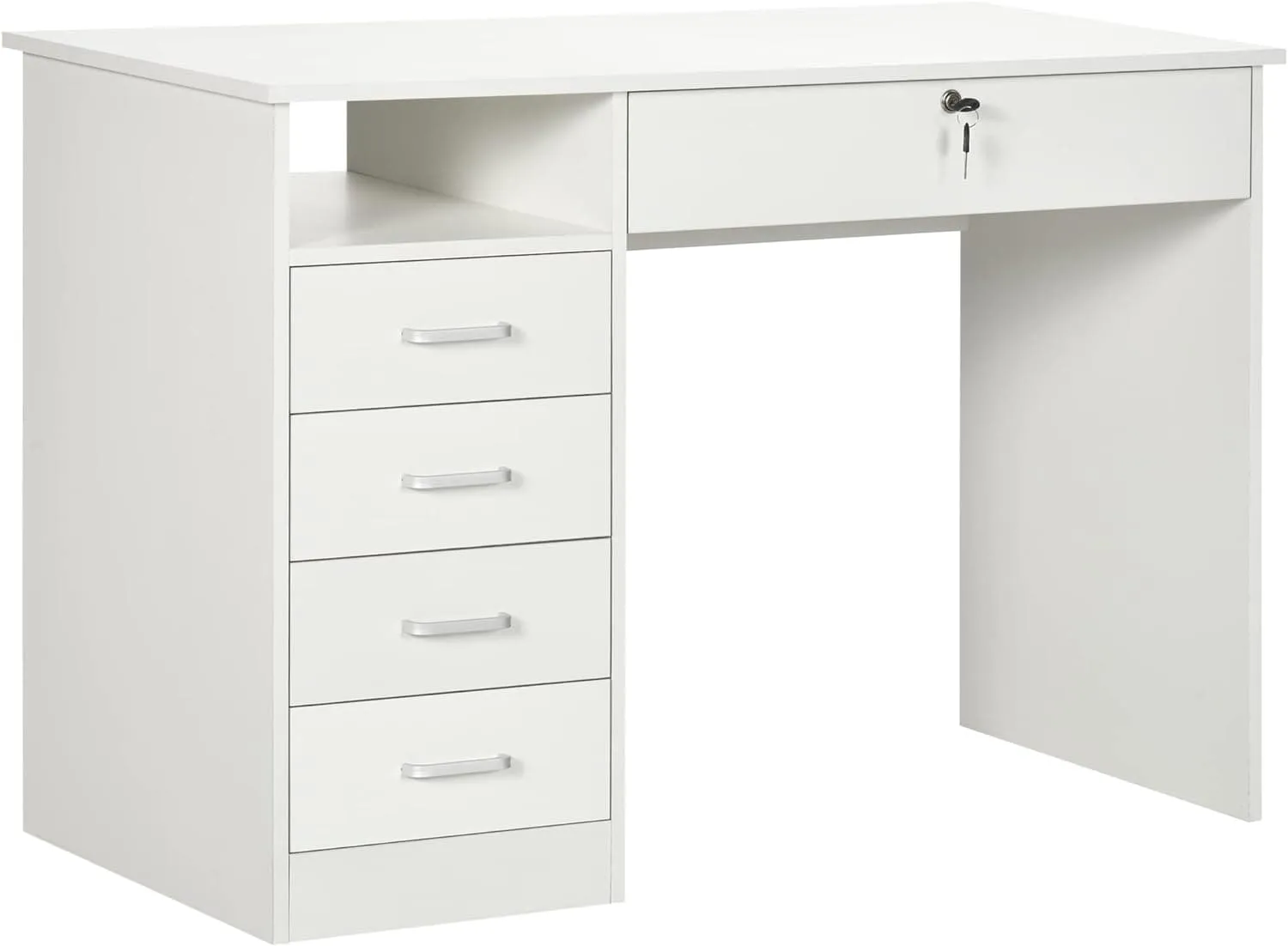 ProperAV Extra Home Office Desk with Lockable Drawer & Storage Shelf