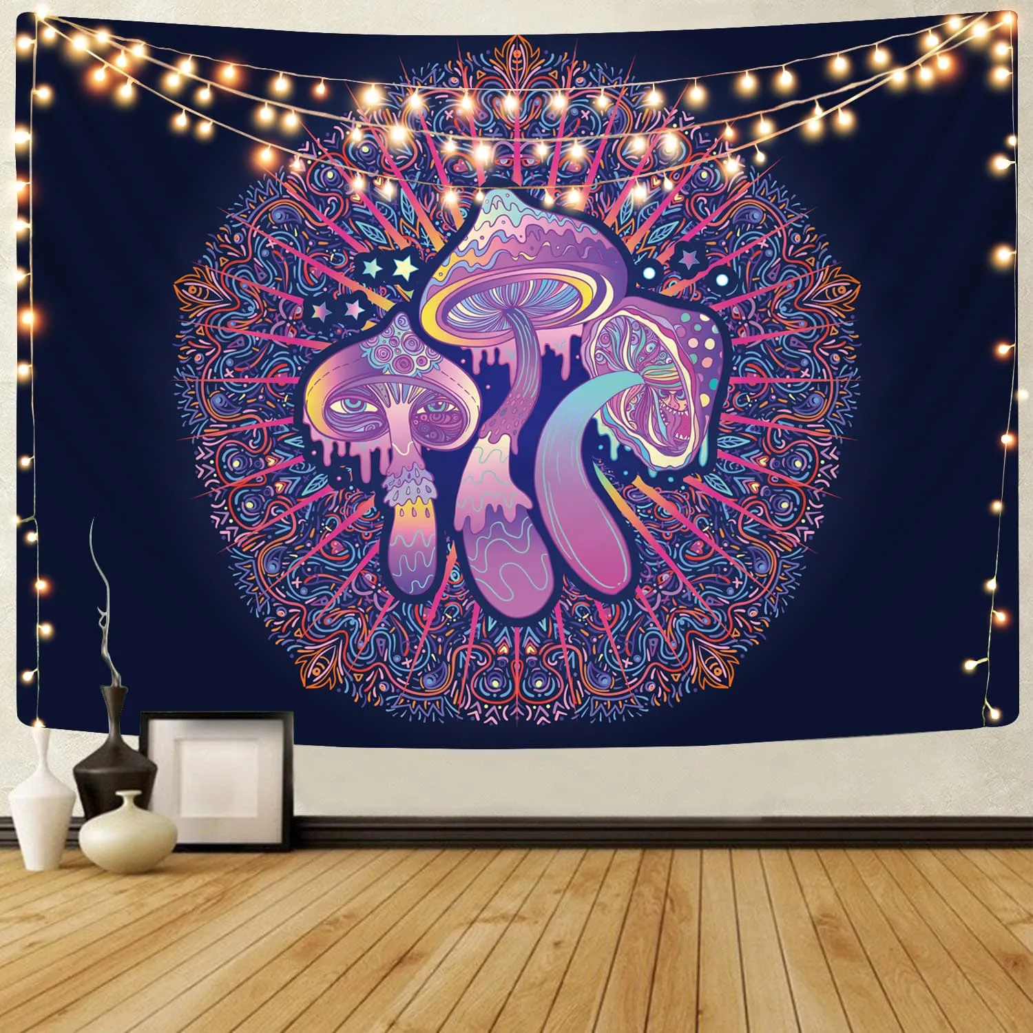 Psychedelic Tapiz mushroom Tenture Mandala Mandala                                                                       Trippy Tapestries