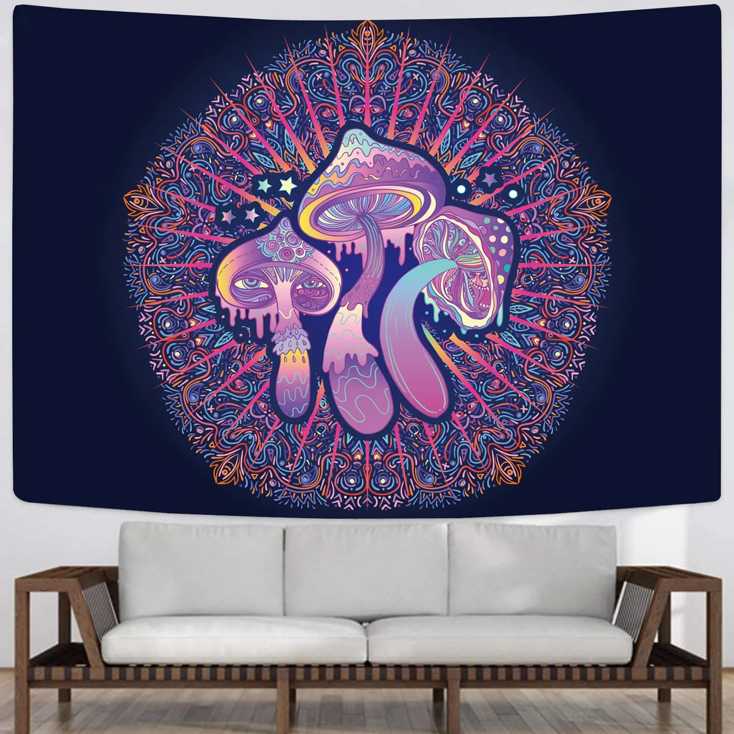 Psychedelic Tapiz mushroom Tenture Mandala Mandala                                                                       Trippy Tapestries