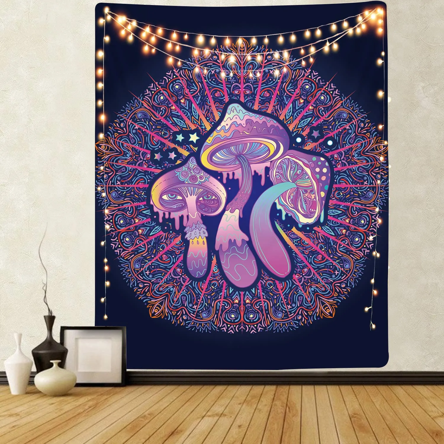 Psychedelic Tapiz mushroom Tenture Mandala Mandala                                                                       Trippy Tapestries