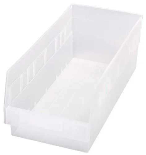 Quantum QSB208CL Store-More Clear-View Shelf Bins, 8.38" x 17.88" x 6"