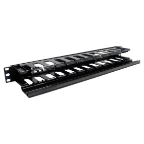 Quest 1U Horizontal Large Finger-Duct 19" Cable Manager w/ Hinged Cover - Front Only (30-40 Cables)