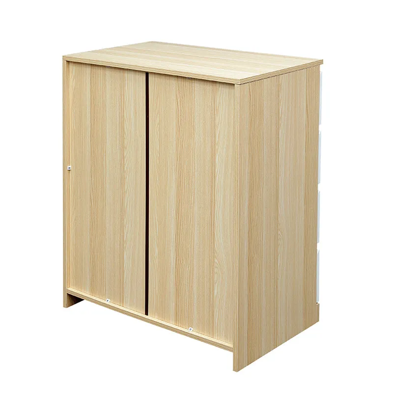 Raka White and Natural 4 Drawers Chest Tallboy