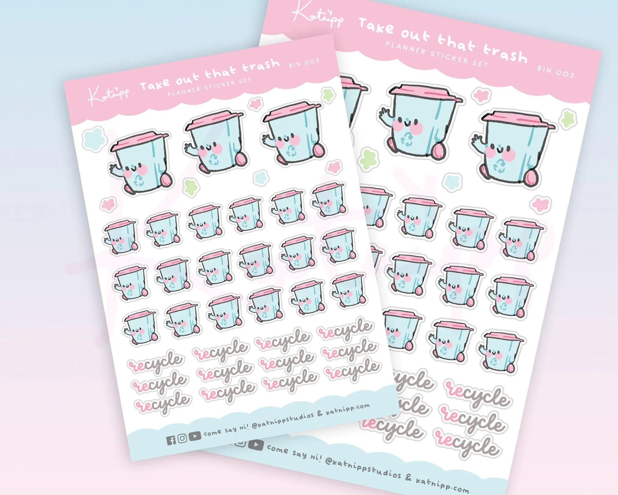 Recycle Bin Trash Day Reminder Planner Stickers - BIN003