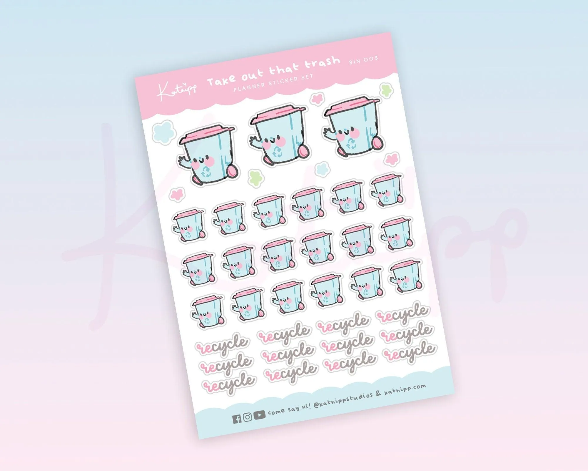 Recycle Bin Trash Day Reminder Planner Stickers - BIN003