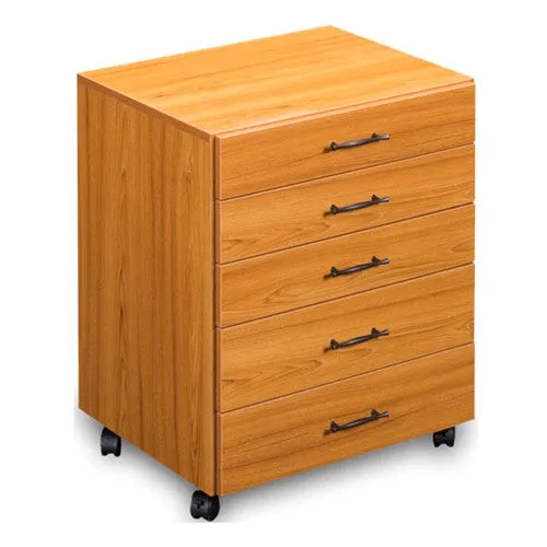 Roll About 5 Drawer Storage Chest in Teak