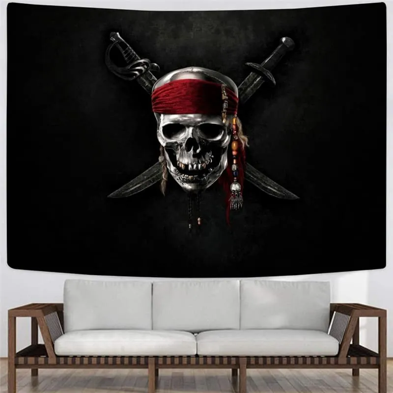 Skull Tapestry Punk Tenture Mandala Pirate Home Tapestrys Knife Rug Wall Decor