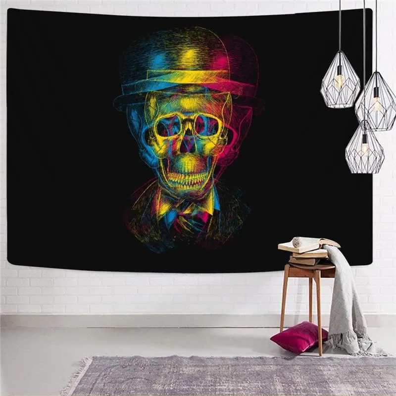 Skull Tapestry Punk Tenture Mandala Psychedelic Wall Tapestry Hat Rug Wall