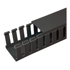 SR Components FDBK2 6ft PVC Slotted Wall Wiring Duct (2" x 2") with Cover - Black