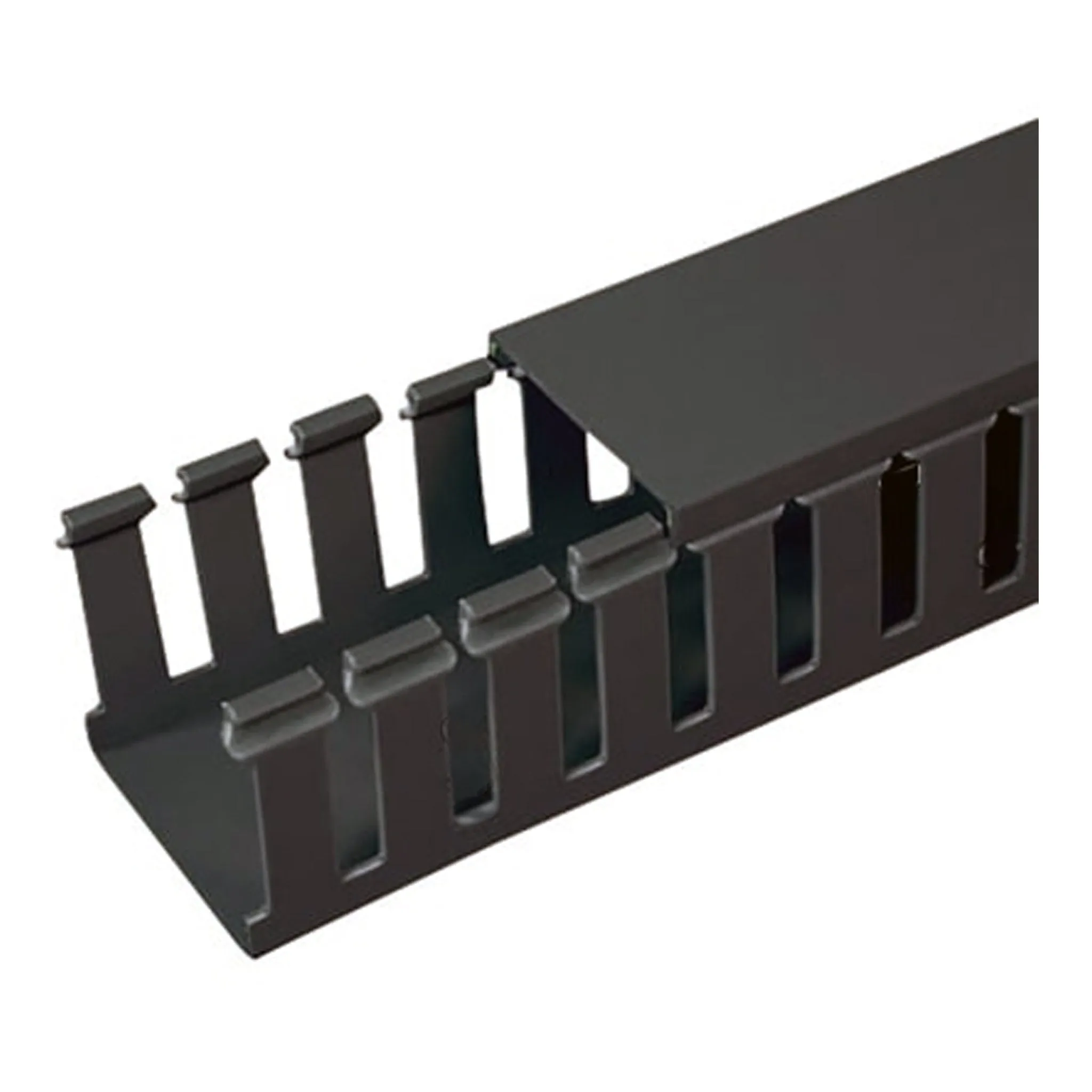 SR Components FDBK2 6ft PVC Slotted Wall Wiring Duct (2" x 2") with Cover - Black