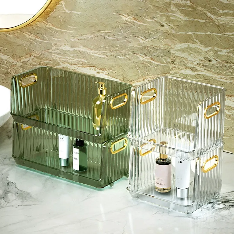 Stackable Desktop Storage Box Organizer Cosmetic Storage Box Cosmetic Storage Box Mask Storage Box Bathroom