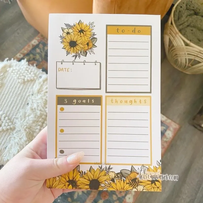 Sunflower Daily Notepad 100 pages (5.5 x 8.5 in.)