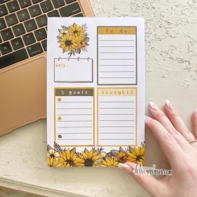Sunflower Daily Notepad 100 pages (5.5 x 8.5 in.)