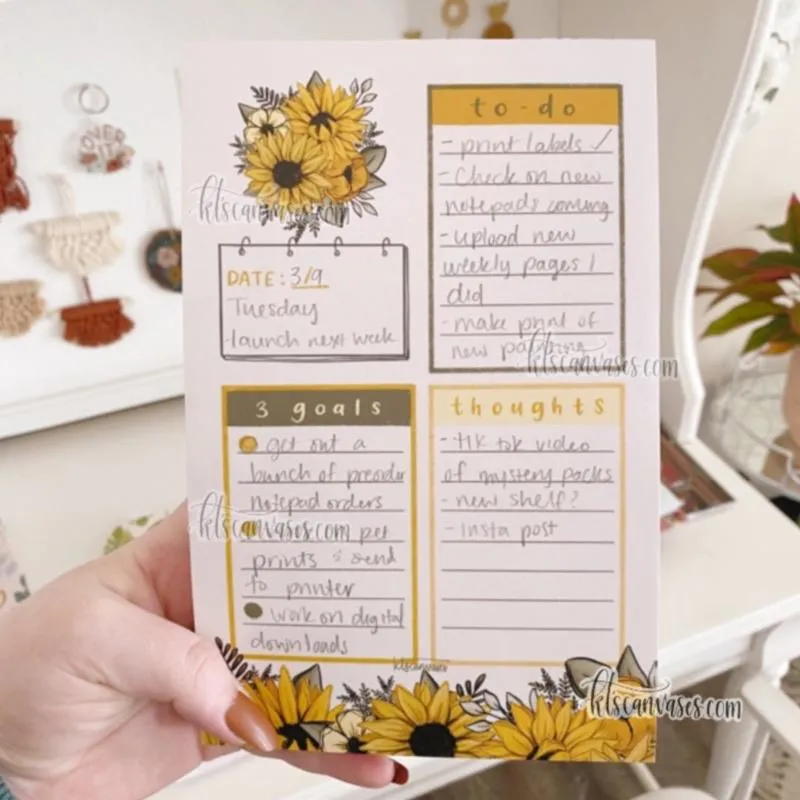 Sunflower Daily Notepad 100 pages (5.5 x 8.5 in.)