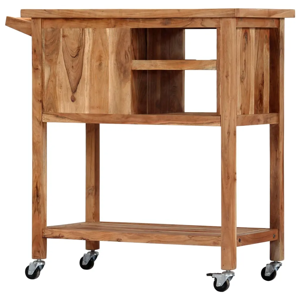 vidaXL Kitchen Trolley 31.5"x17.7"x35.8" Solid Wood Acacia