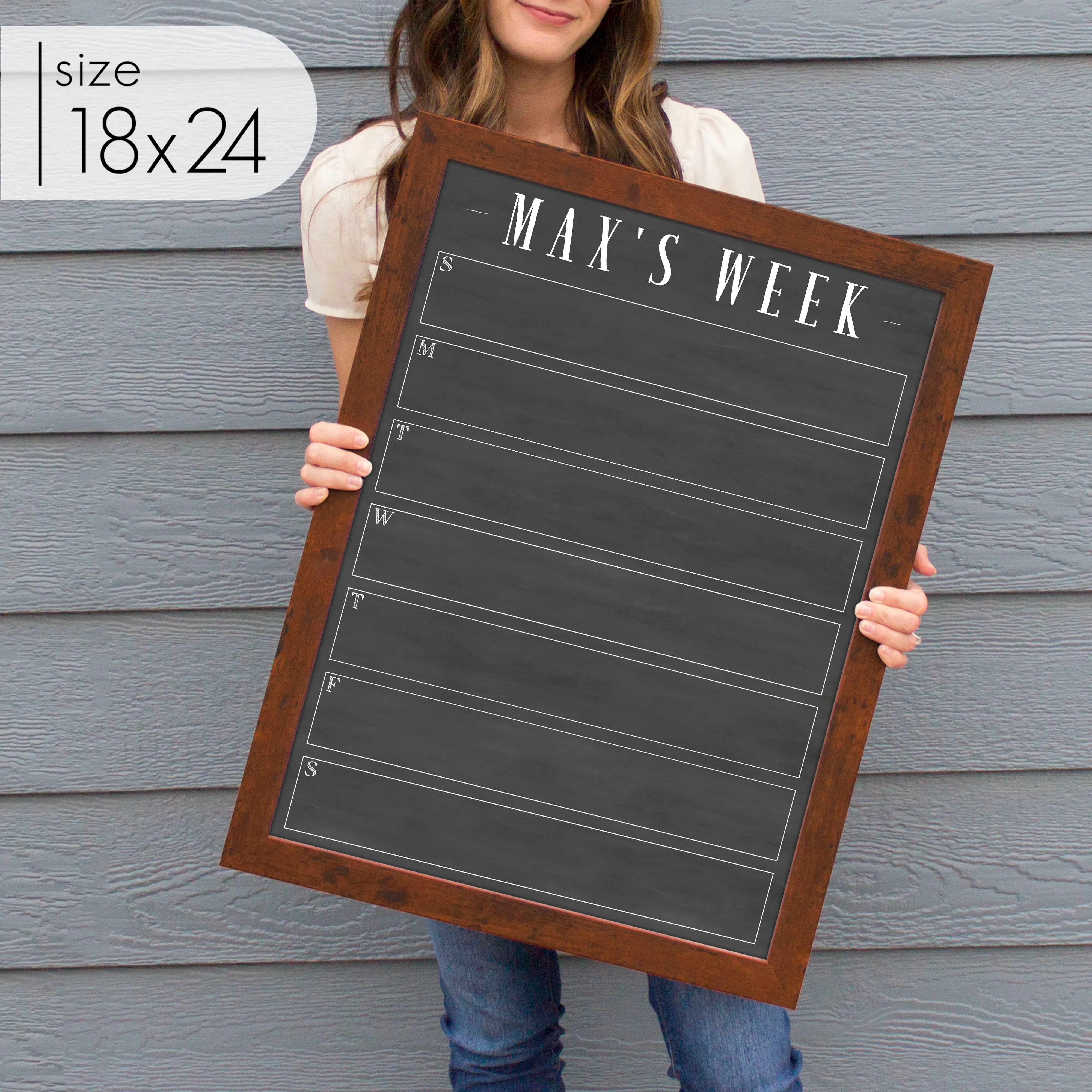 Weekly Framed Chalkboard Calendar | Vertical Swanson