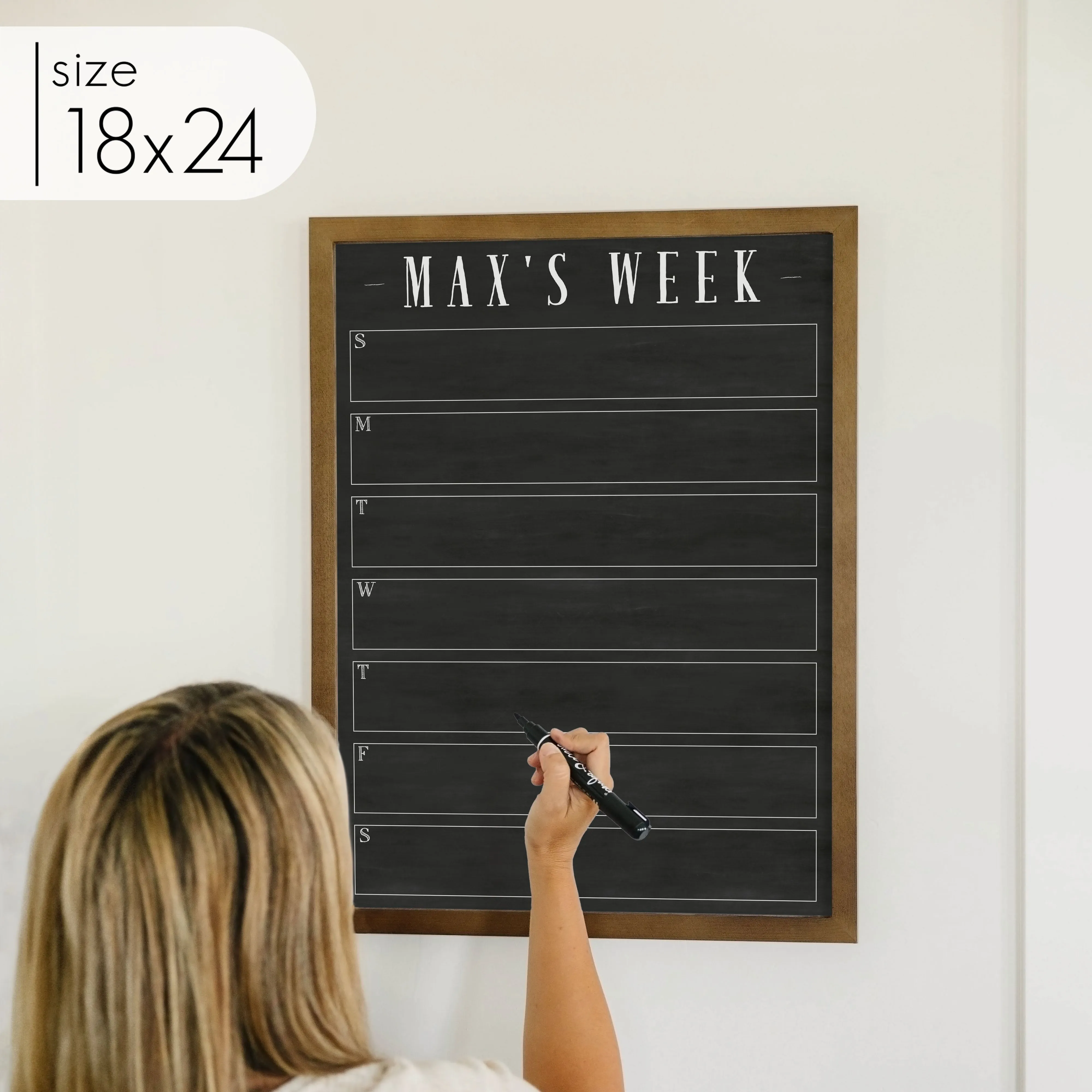 Weekly Framed Chalkboard Calendar | Vertical Swanson