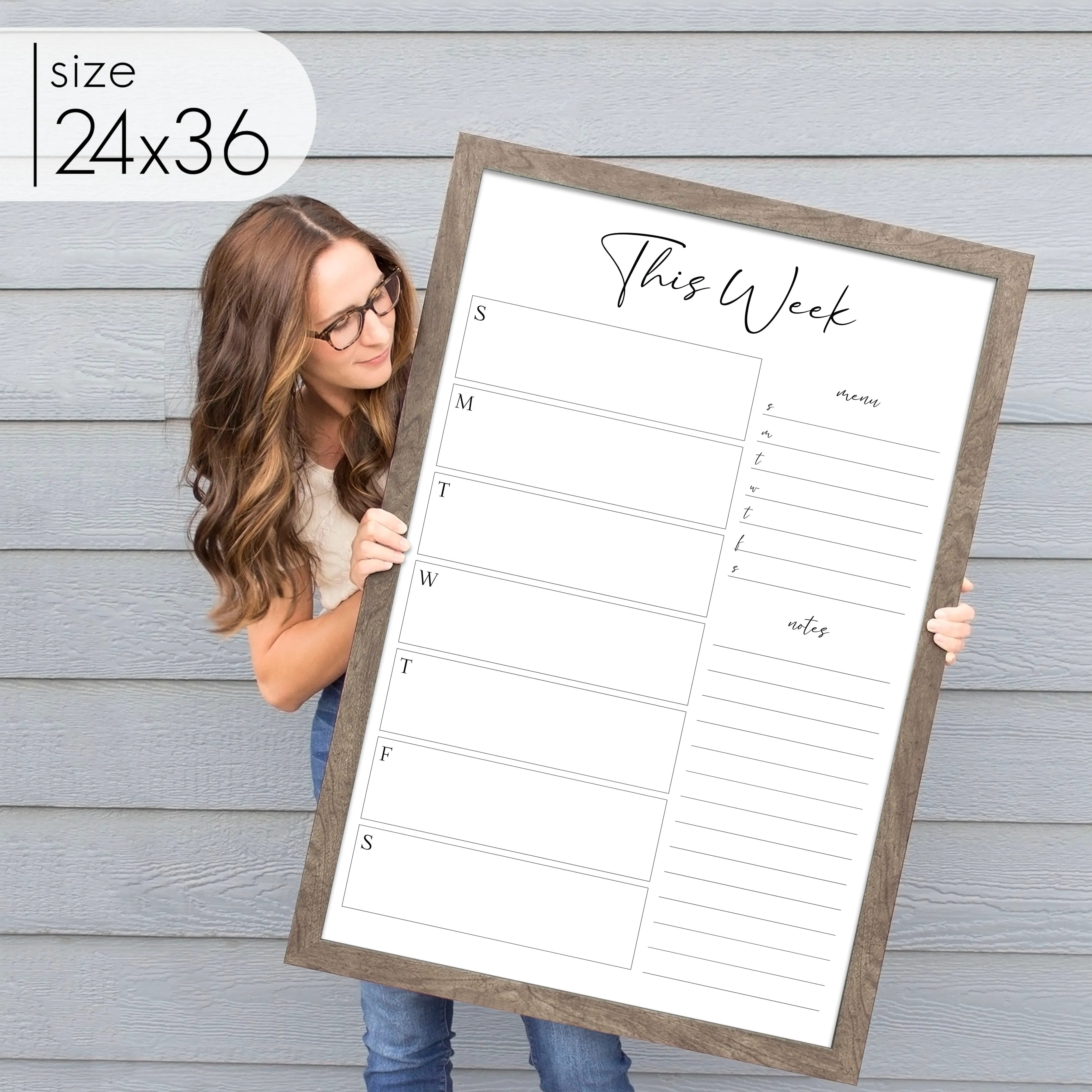Weekly Framed Whiteboard Calendar   2 sections | Vertical Pennington
