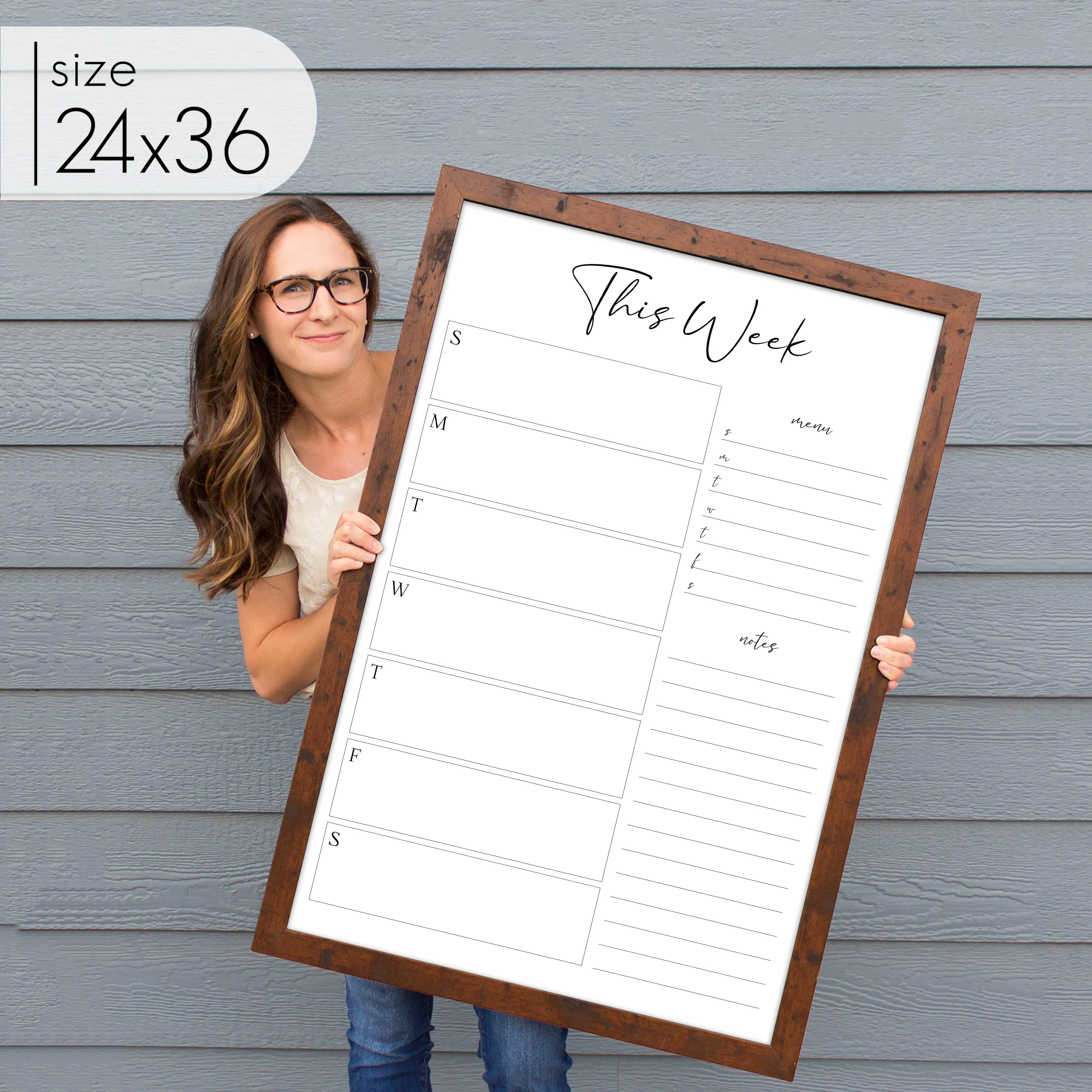Weekly Framed Whiteboard Calendar   2 sections | Vertical Pennington