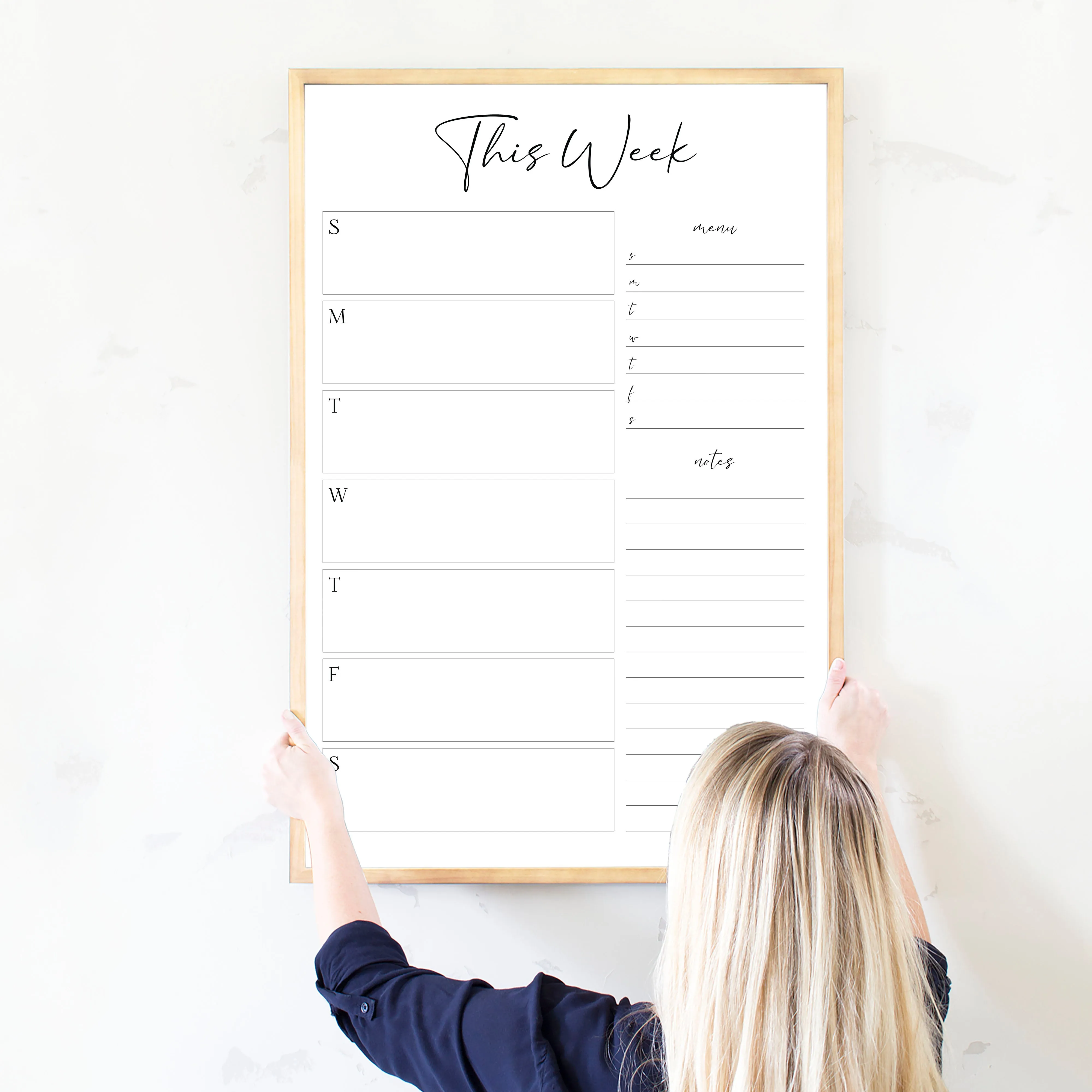 Weekly Framed Whiteboard Calendar   2 sections | Vertical Pennington