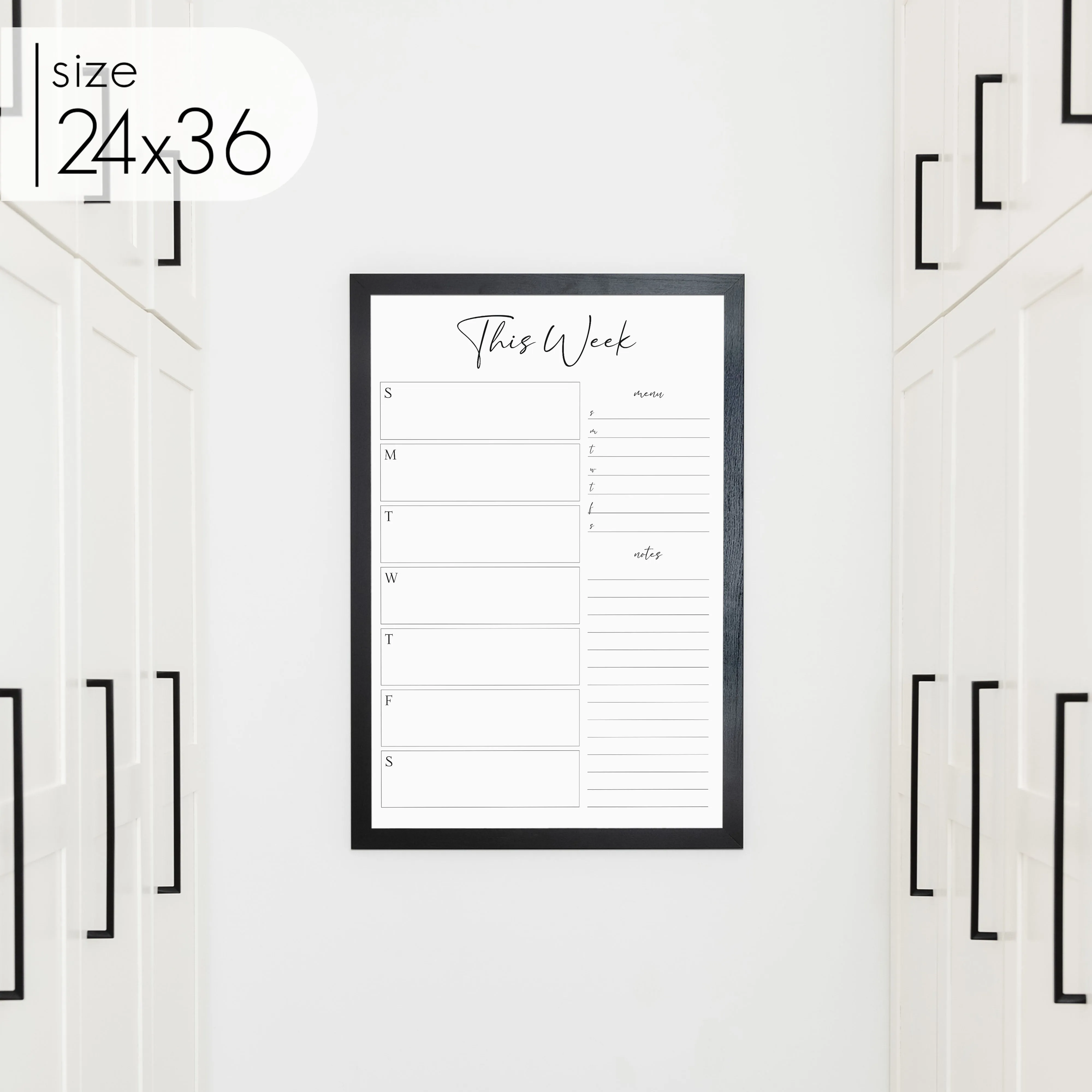 Weekly Framed Whiteboard Calendar   2 sections | Vertical Pennington