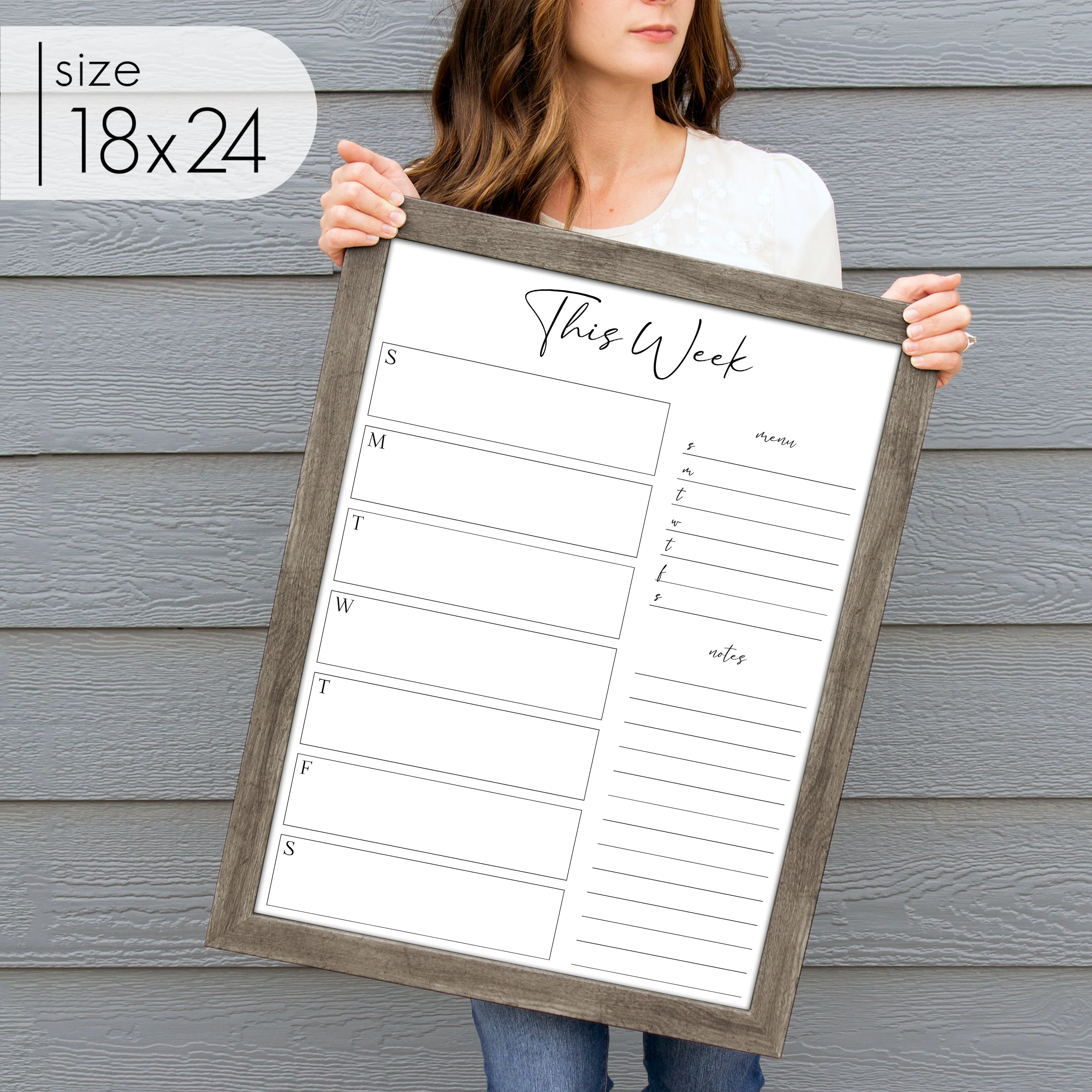 Weekly Framed Whiteboard Calendar   2 sections | Vertical Pennington