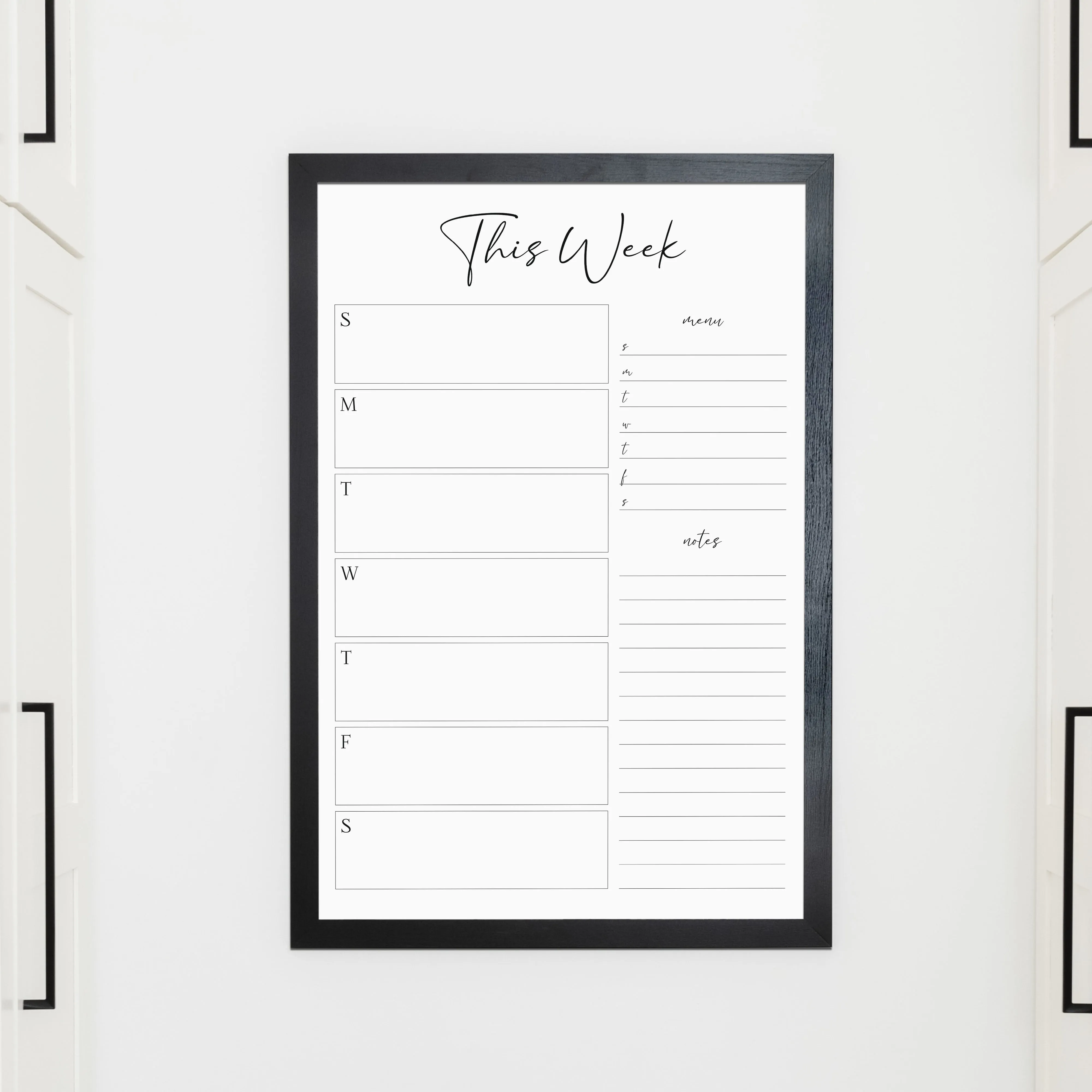 Weekly Framed Whiteboard Calendar   2 sections | Vertical Pennington