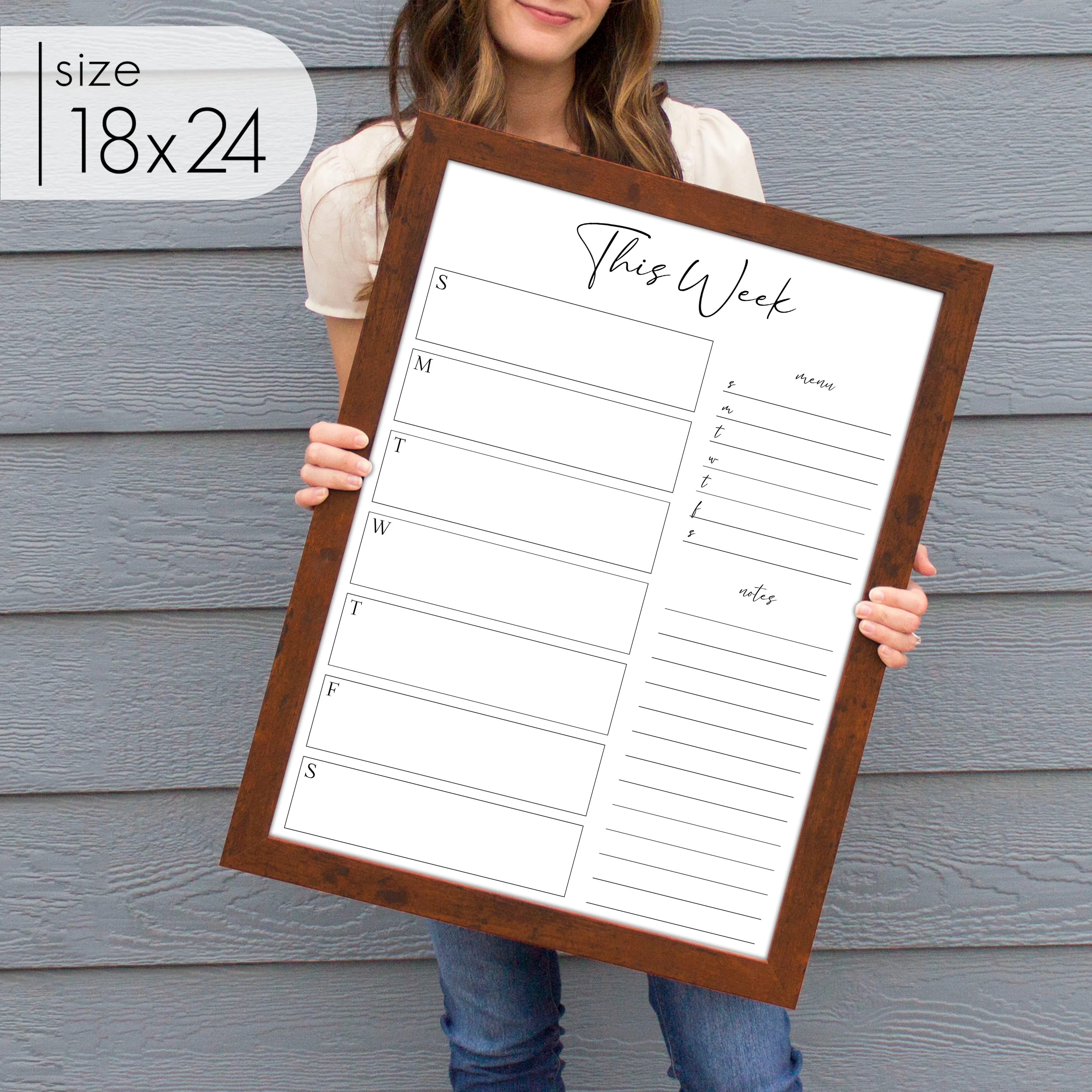 Weekly Framed Whiteboard Calendar   2 sections | Vertical Pennington