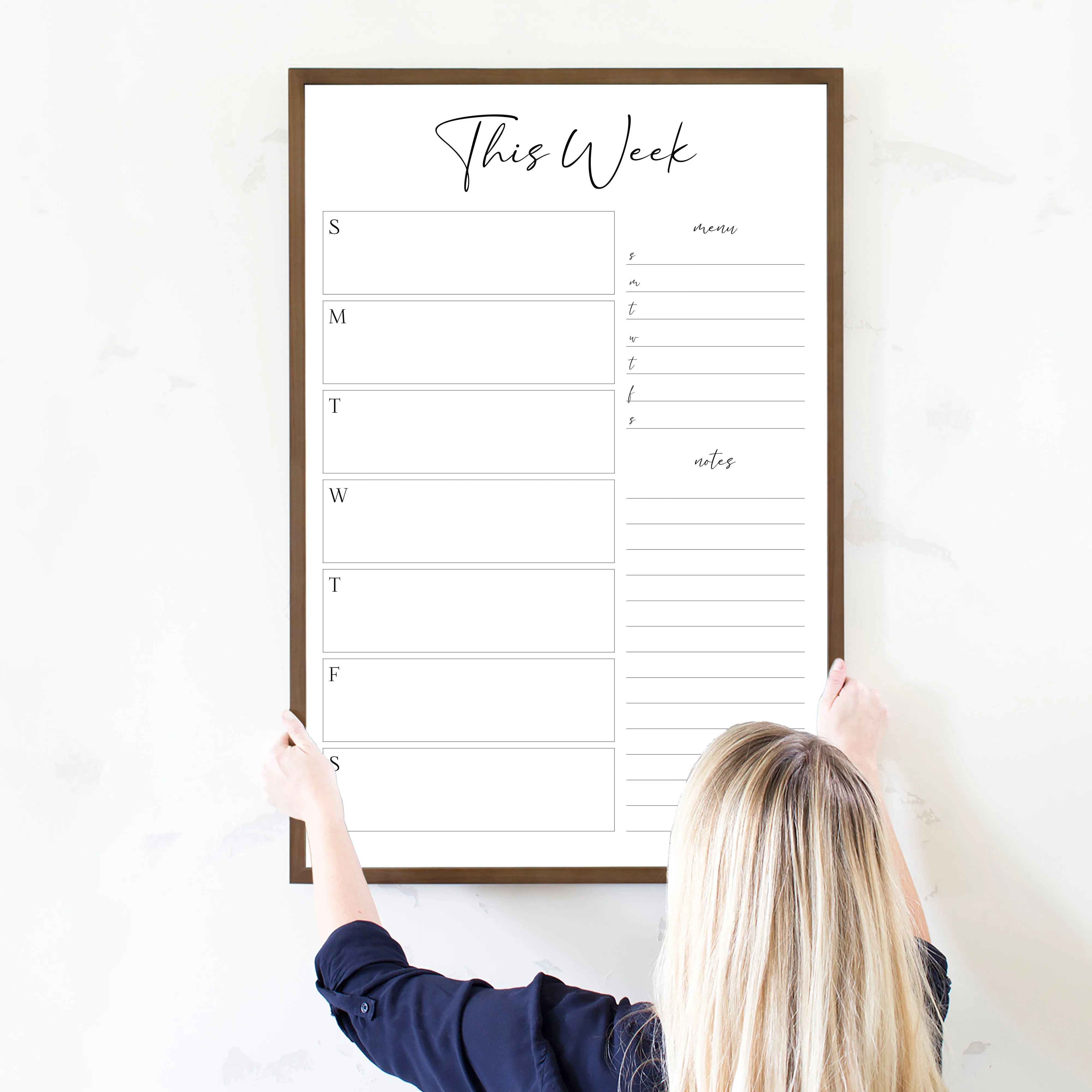 Weekly Framed Whiteboard Calendar   2 sections | Vertical Pennington