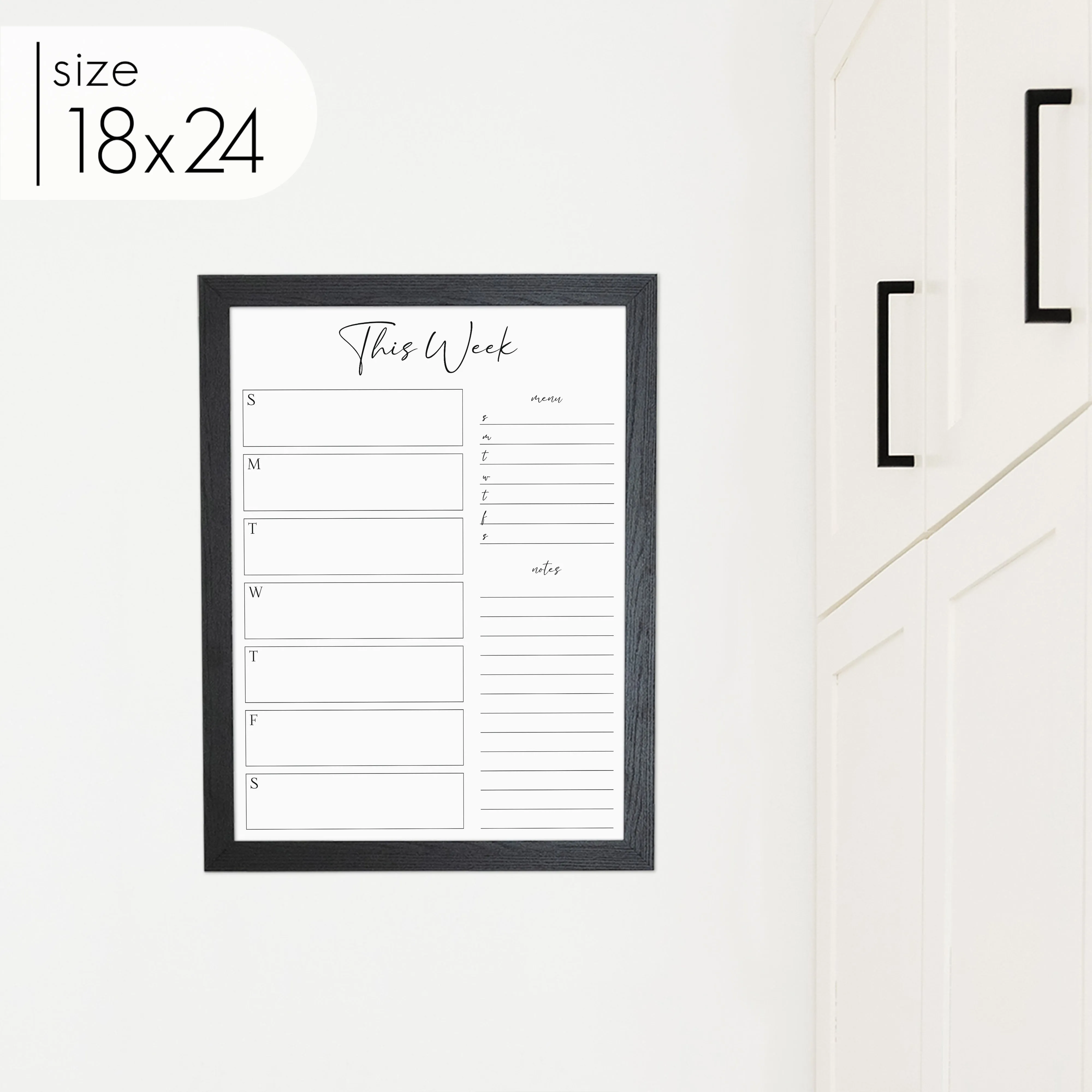 Weekly Framed Whiteboard Calendar   2 sections | Vertical Pennington