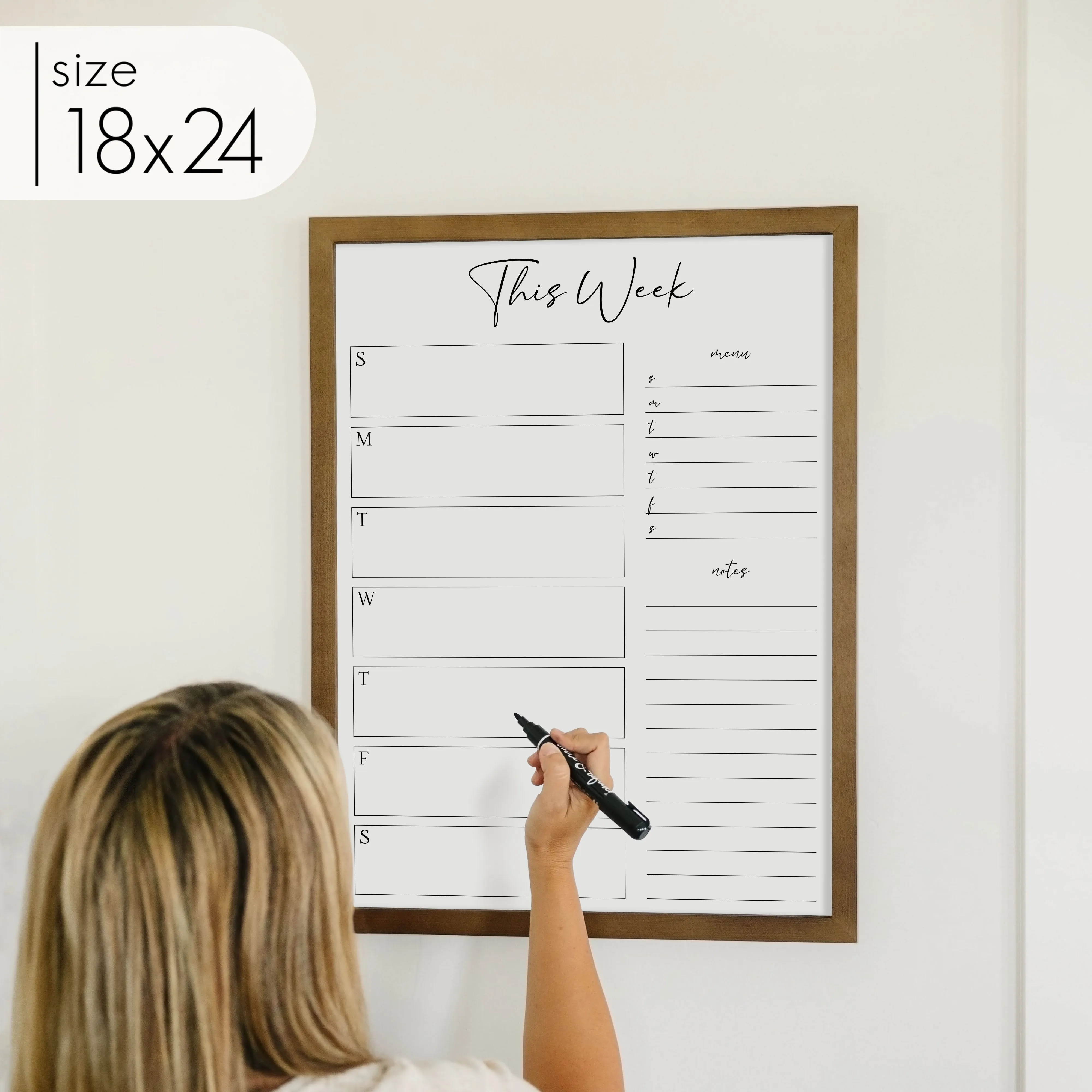Weekly Framed Whiteboard Calendar   2 sections | Vertical Pennington