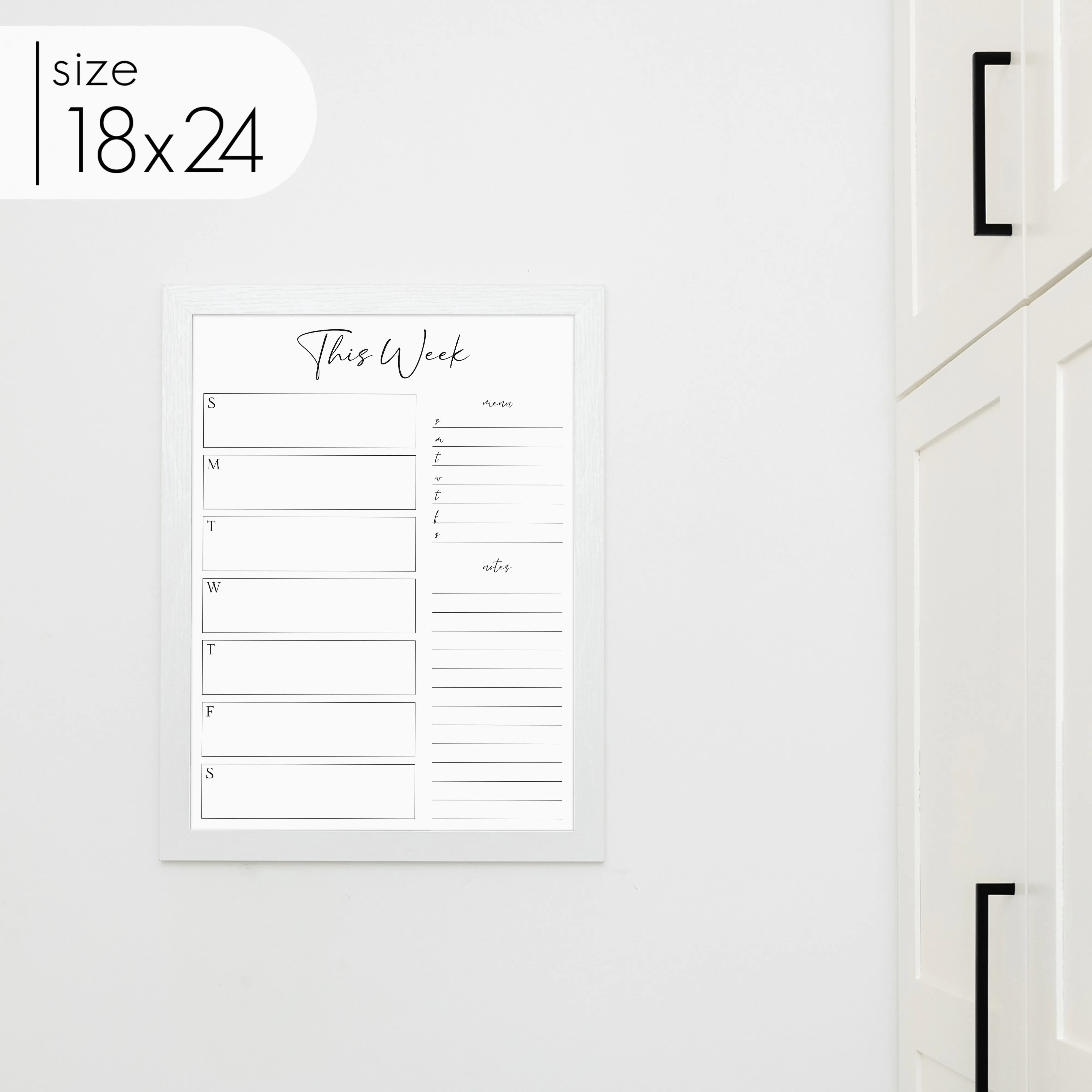 Weekly Framed Whiteboard Calendar   2 sections | Vertical Pennington