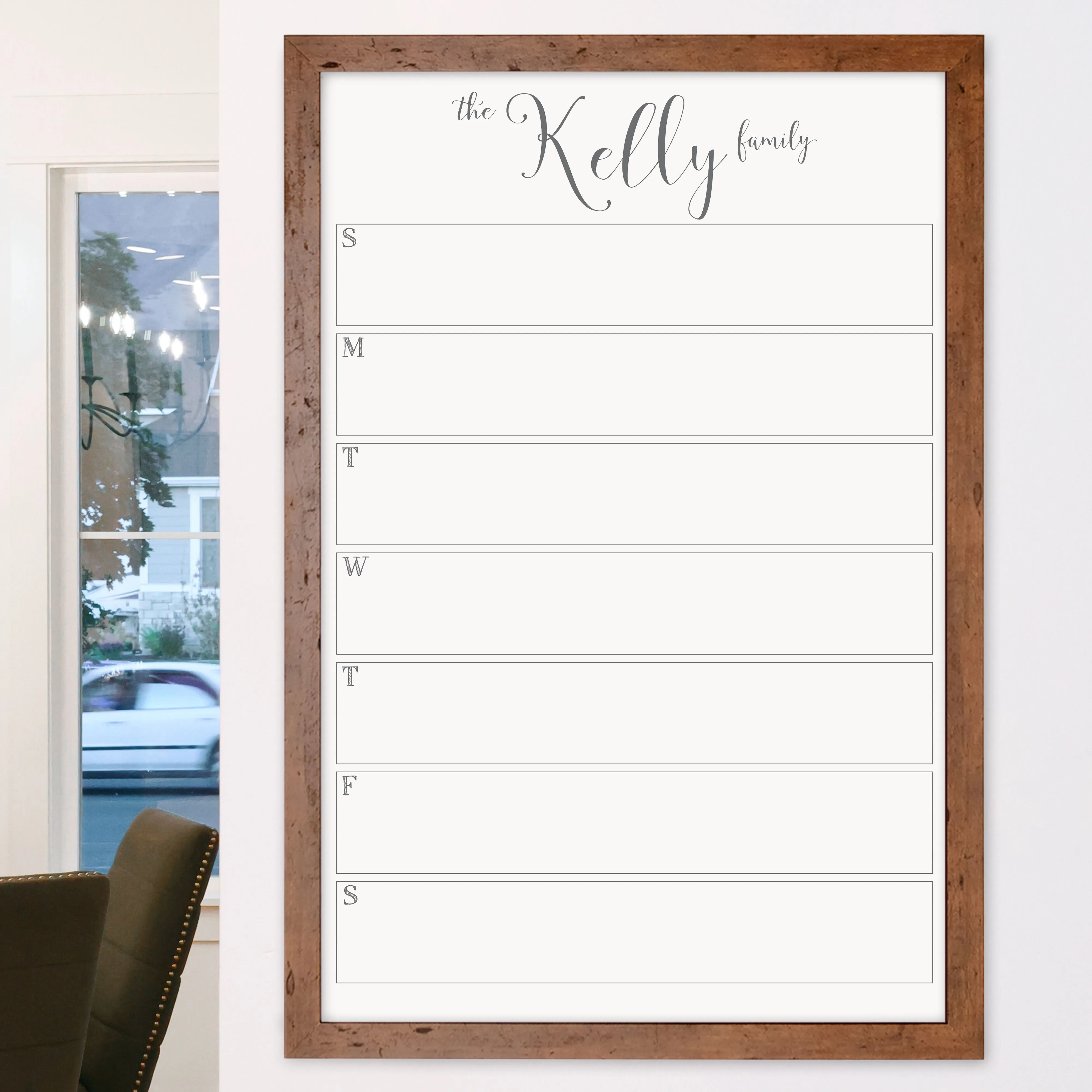 Weekly Framed Whiteboard Calendar | Vertical Knope