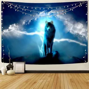 Wolf Tapestry Animal Tapestries Anime Home Tapestrys Lightning Tenture Mandala Cloud Rug Wall