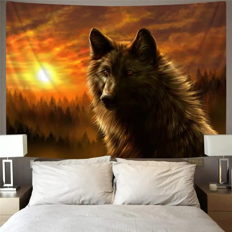 Wolf Tapiz Animal Tapestries Anime Tenture Mandala Cloud Home Tapestrys Sun Wall Tapestry