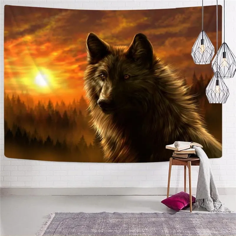 Wolf Tapiz Animal Tapestries Anime Tenture Mandala Cloud Home Tapestrys Sun Wall Tapestry