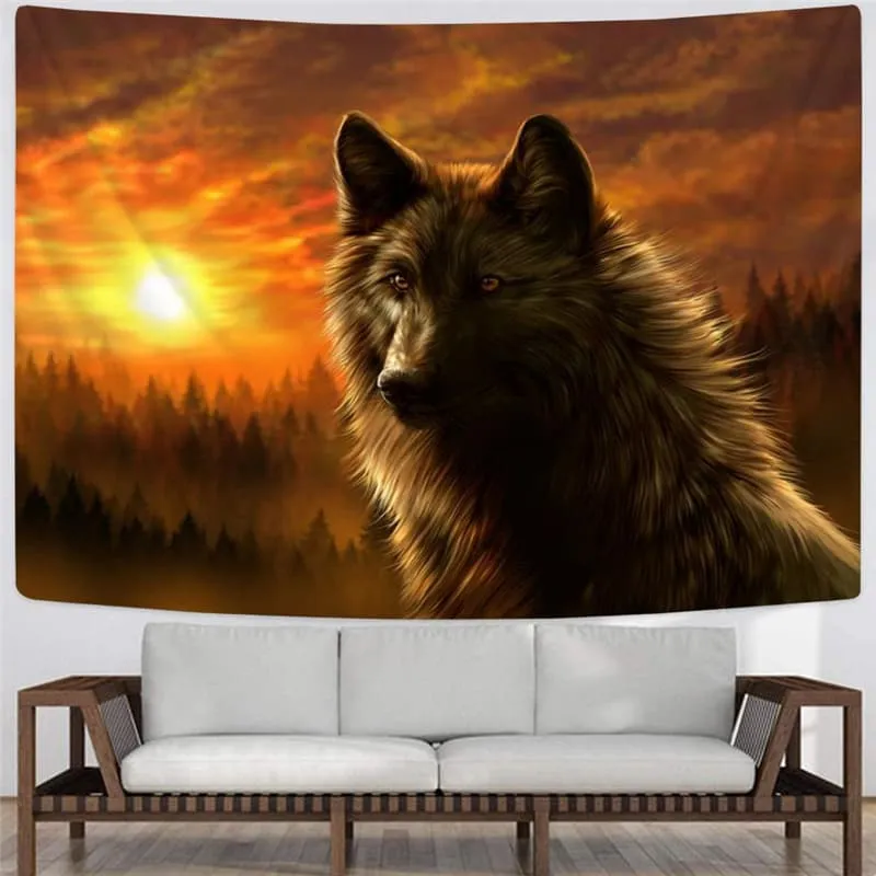 Wolf Tapiz Animal Tapestries Anime Tenture Mandala Cloud Home Tapestrys Sun Wall Tapestry